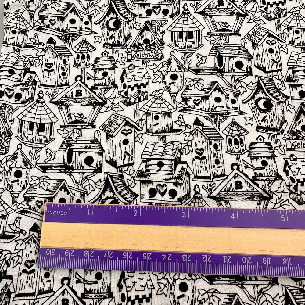 CCO Birds and Bird Houses Fabric by the Yard doodle art 2006 print - Picture 3 of 3